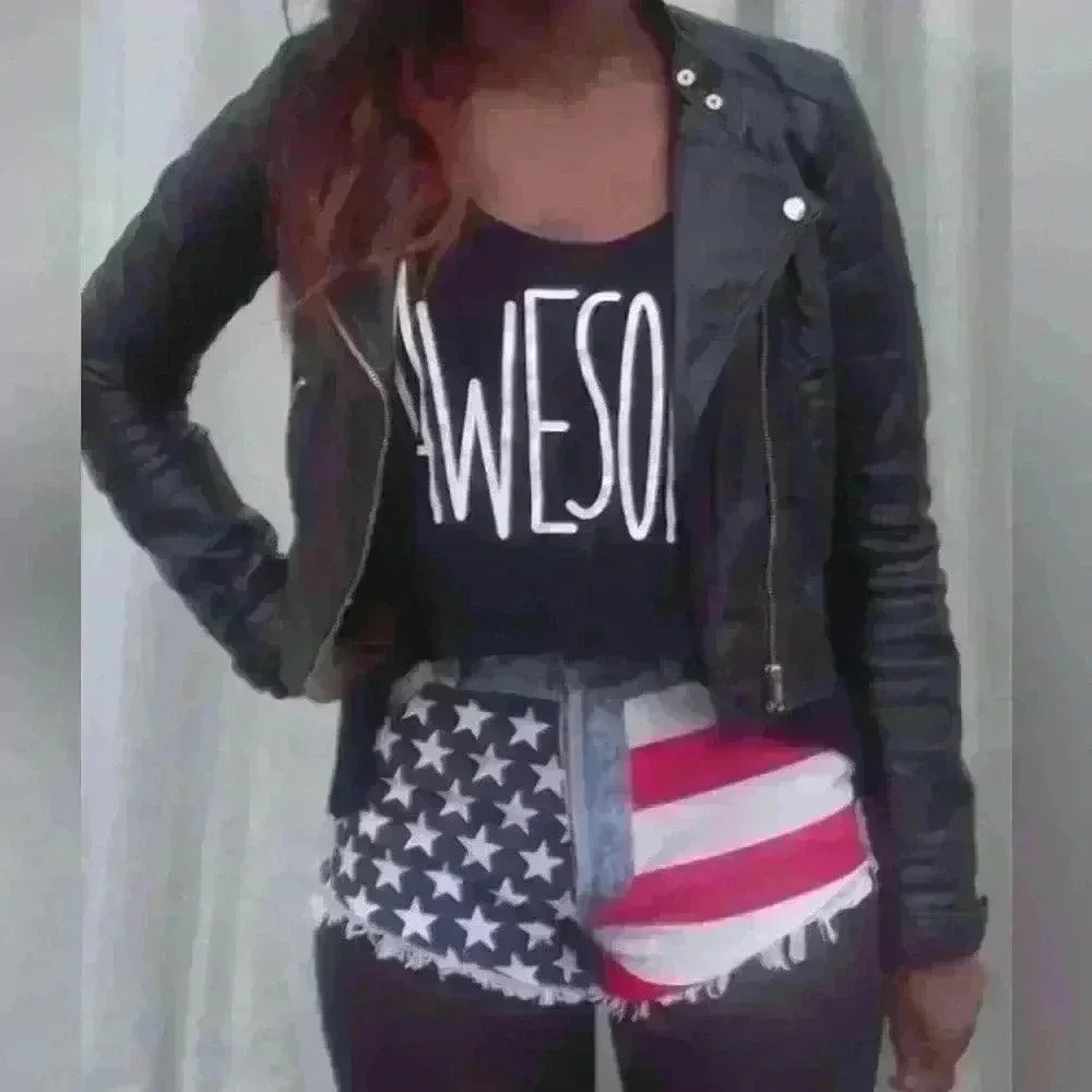Carmar half American Flag Cut‎ Off Shorts  size 26